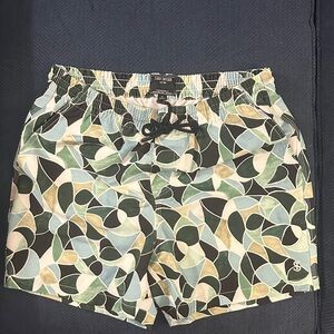 Todd Snyder | Kaleidoscope Green  Geometric Trunks | NWT | Small | Brief Liner